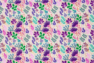 Viskose Webware, "In full bloom" by Emjo-Design, Swafing, Blumen, naturweiß, 0,5 m